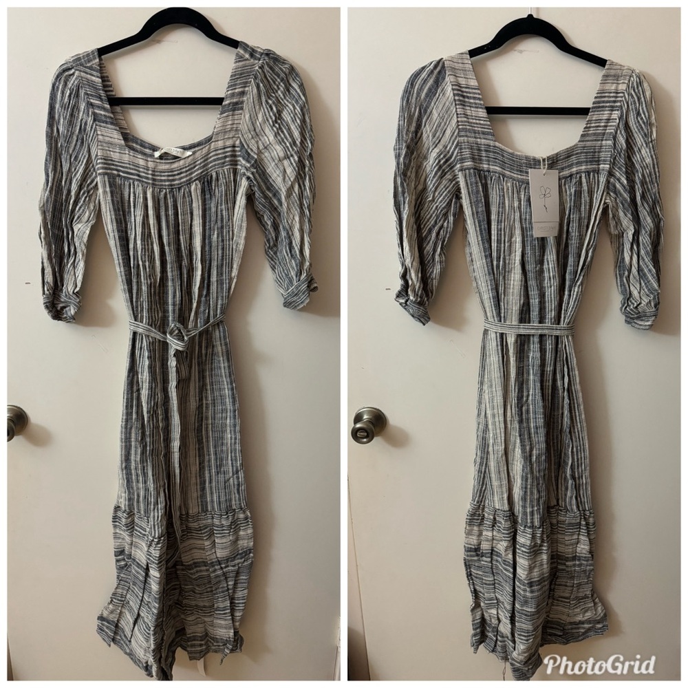 Christy Sawn The Bianca Dress Washed Noir Stripe Size XS NWT